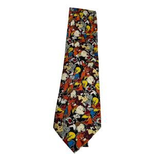 1997 Warner Bros. Looney Tunes Novelty Necktie Bugs Bunny Taz Road Runner et al